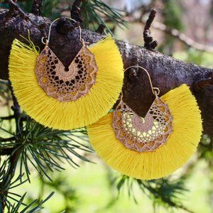 ANTHROPOLOGIE Amelia Filigree Fringe Hoop Earrings